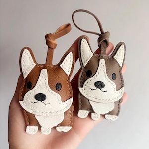 Handmade Corgi Leather Bag Charm/Keychain Gift Bag Tag Dog Leather Purse Charm Handbag Charm Car Mirror Pendant Bag Accessory Keyring Gift