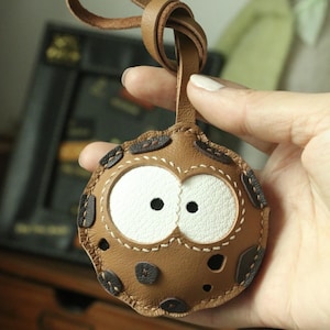 Handmade Chocolate Cookie Leather Bag Charm/Keychain Gift Bag Tag Leather Purse Charm Handbag Charm Car Mirror Pendant Keyring Bag Accessory