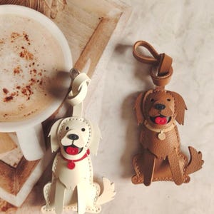 Handmade Labrador Leather Bag Charm/Keychain Gift Bag Tag Dog Leather Purse Charm Handbag Charm Car Rearview Mirror Pendant Bag Accessory
