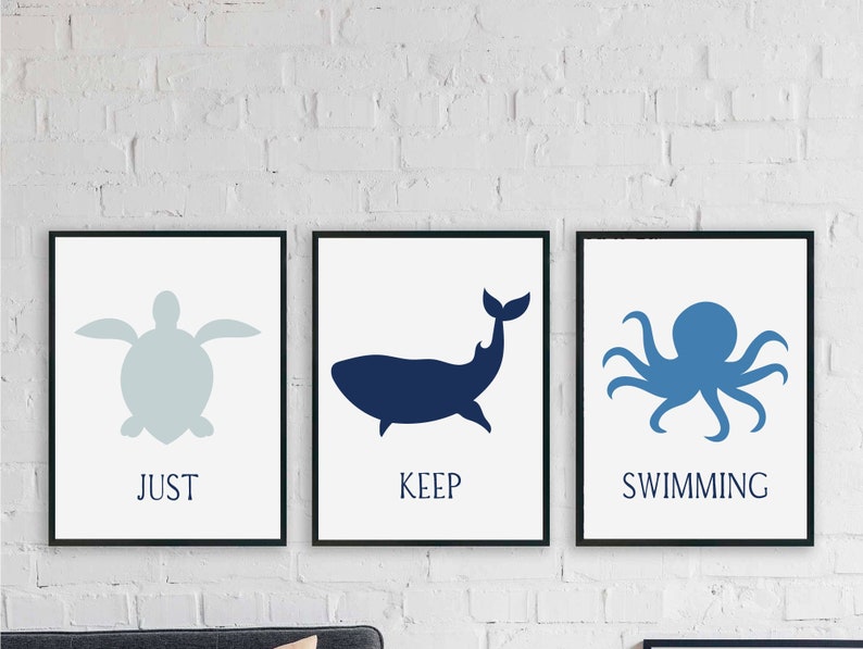 Just Keep Swimming Wall Art // 11x14 or 16x20 // Instant Download