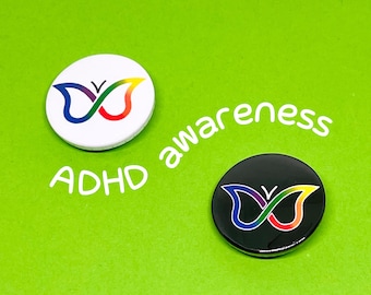 ADHD Butterfly Pin Badge: Neurodiversity Symbol, Magnet or Keyring