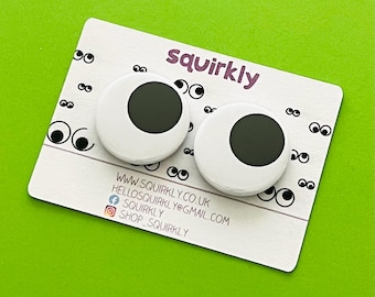 Googly Eye Badges: Humorous Expression Pins (Pair)