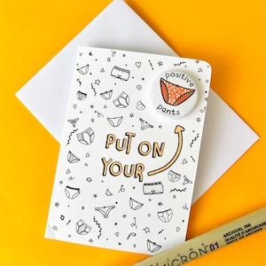 Positive Pants Mini Card with Removable Badge: Bestie Pick-Me-Up