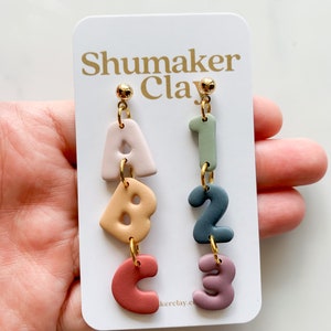 Back to School Earrings / Teacher Appreciation Gift / ABCs Polymer Clay Earrings / First Day of School Gift / Teacher Earrings