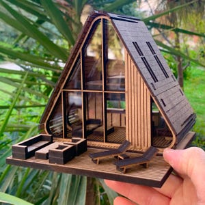 A Frame Miniature House Kit (1:48) – Premium DIY Micro Dollhouse with Furniture | Gift for Designers, Collectors and Creative Adults