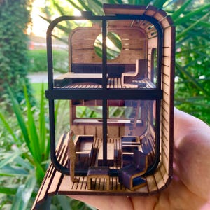 Modernt kapselhus DIY-kit – Arkitektonisk trämodell i skala 1:48