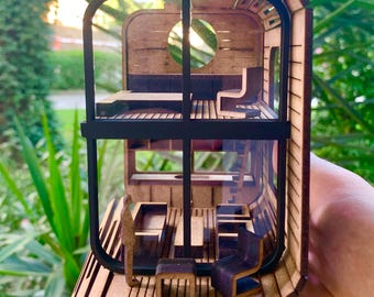 Kit de construcción de una moderna casa cápsula – Modelo arquitectónico de madera a escala 1:48