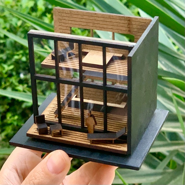 Kit de mini maison moderne à faire soi-même, petite maison miniature, micro maison de poupée, modèle architectural de maison moderne