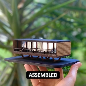 Decorative Mid Century Modern House, 1:100 Architectural Scale Model, Micro Dollhouse
