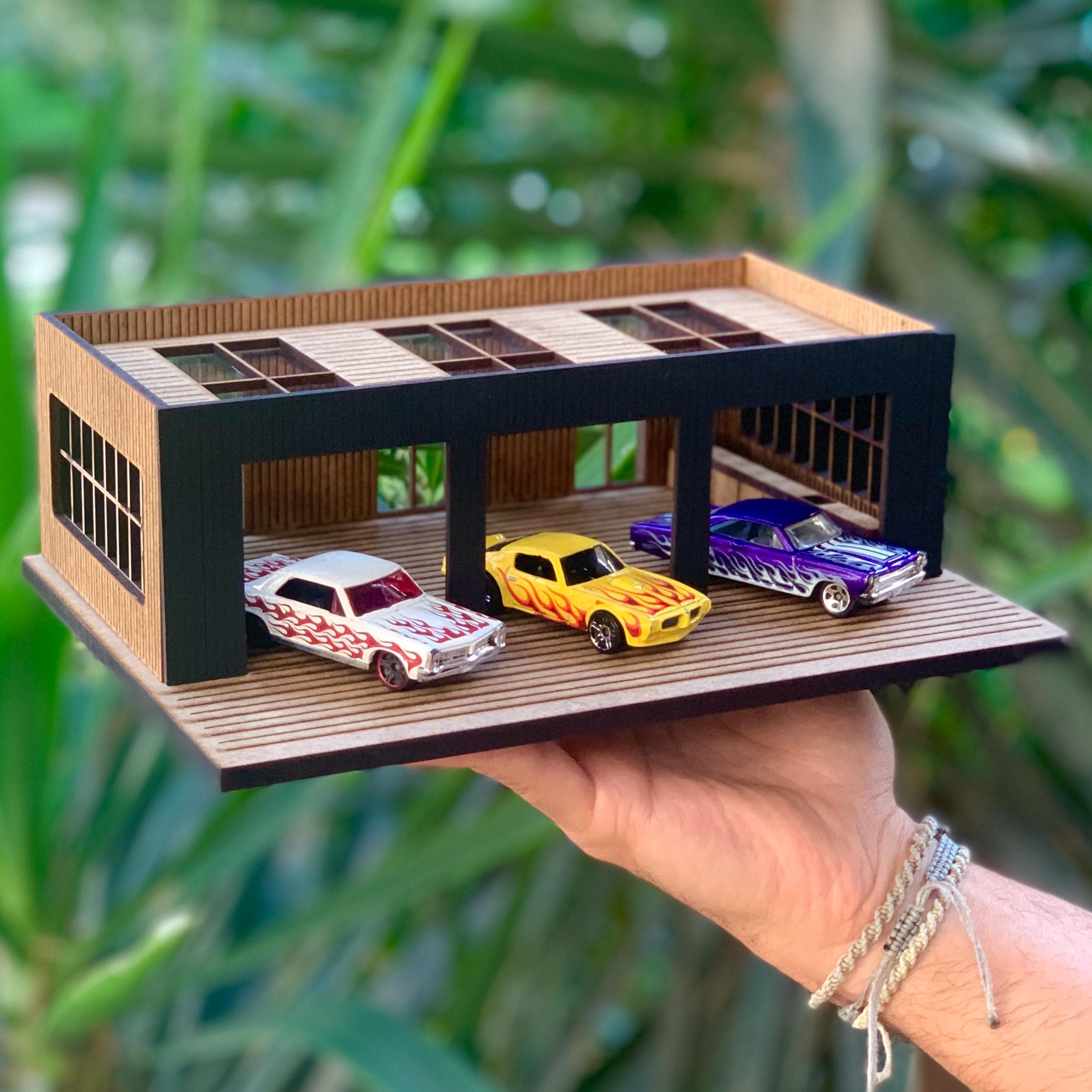 Vitrine De Parking Miniature 1/64 – Garage 3 Niveaux 30x15x19 Cm – LED – Pour Voitures Moulées Sous Pression