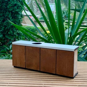 1:12 Scale MCM Dollhouse Kitchen Counter with Sink - Miniature Modern Wooden Furniture for Room Box