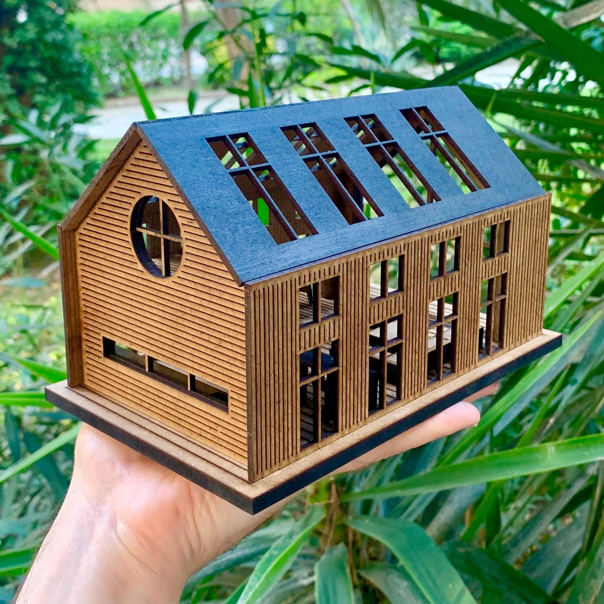 Miniature Industrial Loft House DIY Kit, 1:64 Scale Modern Wooden