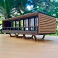 Mid-Century Modern Stilt House DIY Kit, 1:100 Scale Wooden Micro Dollhouse with Modern Furniture, MCM Achitectural Model, Retro Dollhouse