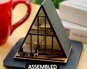 Miniature A frame House Assembled Architectural Model, Gift for A frame Addicts/Lovers, Modern Tiny House/Cabin, Micro A Frame Dollhouse