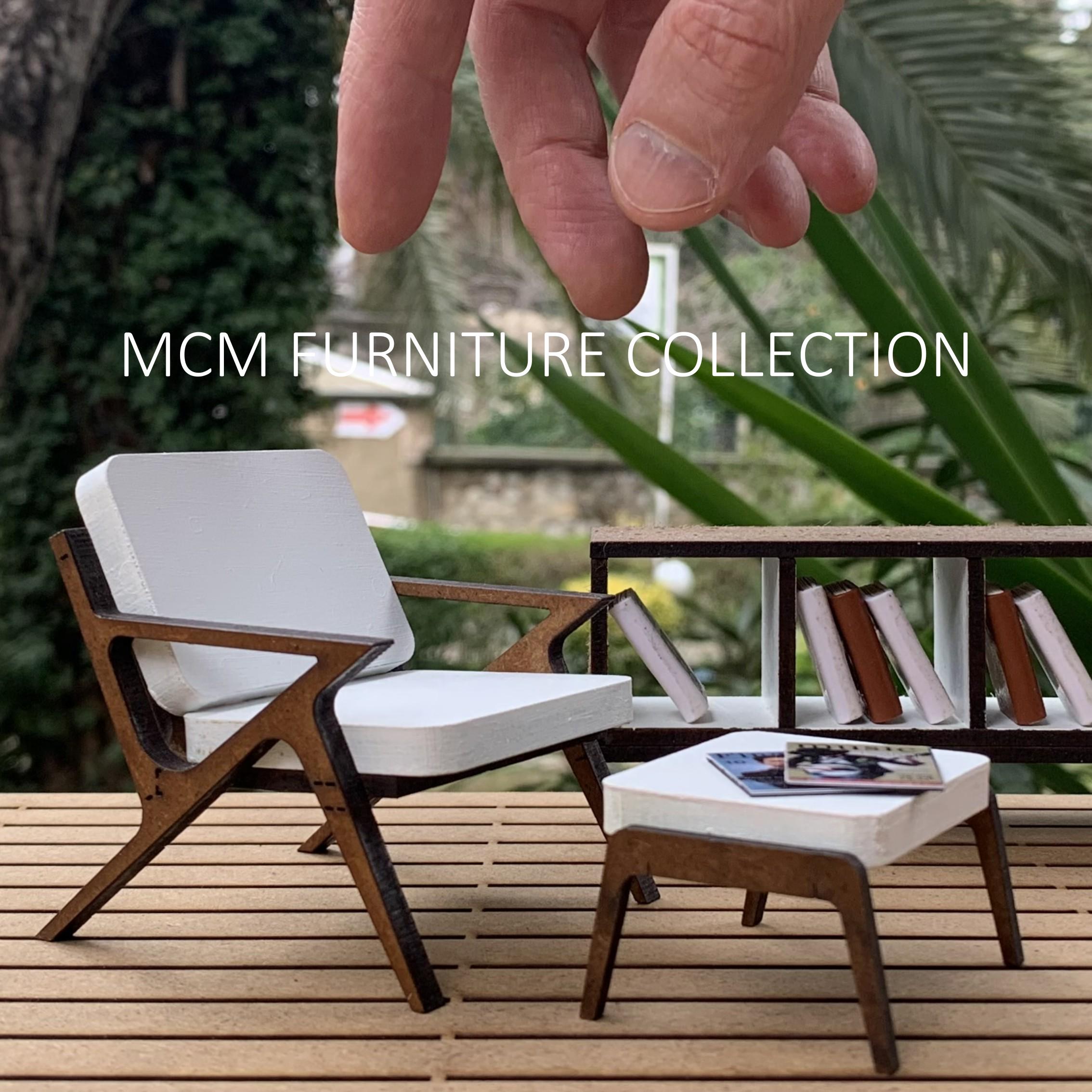 1/12 Mid Century Modern Dollhouse Furniture Collection, Miniature
