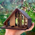 DIY Miniature Scandinavian House Kit, Modern A-Frame Micro Dollhouse, Nordic Cabin Architectural Model, Scandi Style Home Decor