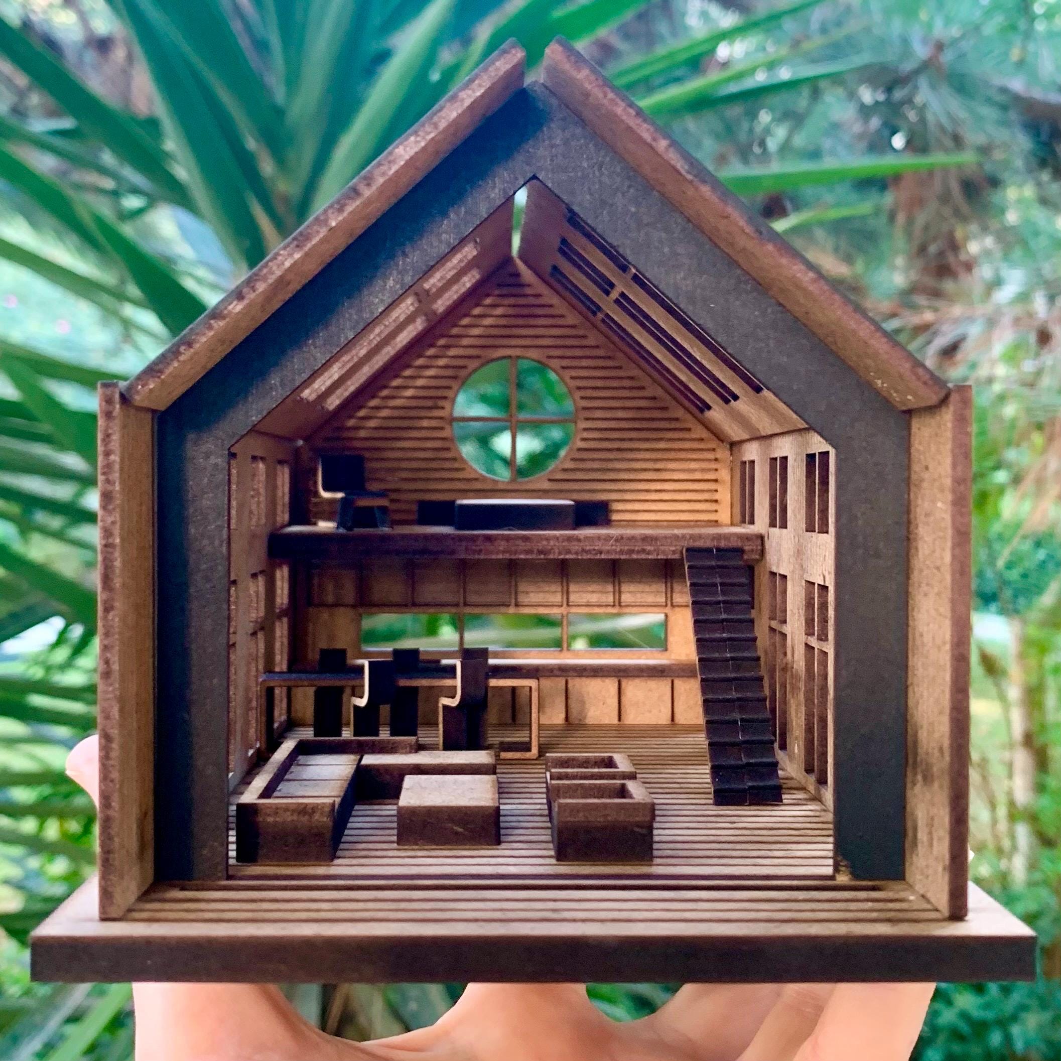 Miniature Industrial Loft House DIY Kit, 1:64 Scale Modern Wooden
