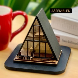 Miniature A frame House Assembled Architectural Model, Gift for A frame Addicts/Lovers, Modern Tiny House/Cabin, Micro A Frame Dollhouse