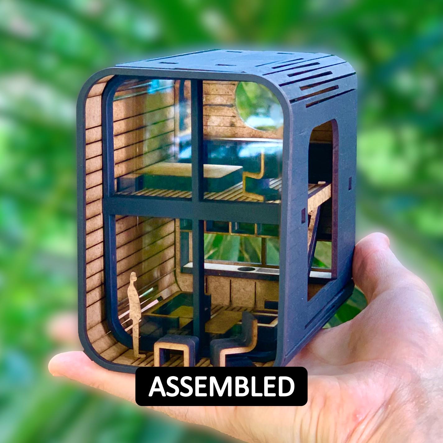 1:48 Scale Modern Tiny House, Wooden Architectural Model