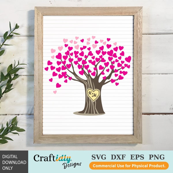 Tree With Initials Svg - Etsy