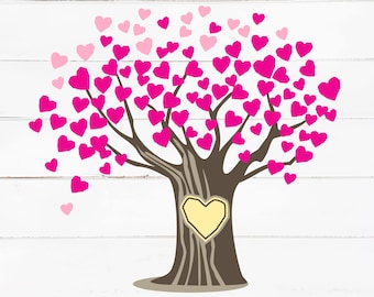 Kiss Me Under Heart Tree SVG, Customizable SVG, Valentine's SVG, Hearts, Cricut, Silhouette, cut files