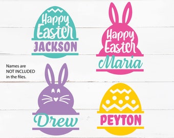 Happy Easter Egg and Bunny SVG, Easter SVG, Customizable SVG, Digital Download, Cut Files, Cricut, Silhouette, Clip Art