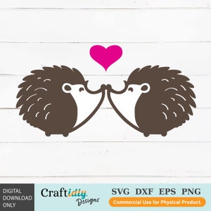 Hedgehog Love SVG, Heart SVG, Valentine's SVG, Cut Files, Cricut, Silhouette, Clip Art image 1