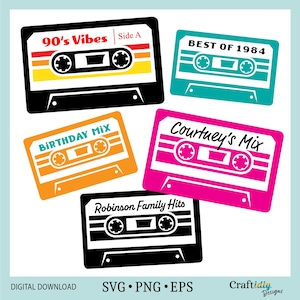 Aangepaste 80s cassetteband SVG, Retro Mix Tape shirt, Forever 80s PNG, aanpasbare snijbestanden, jaren 90 mix, cassette clipart, Cricut, silhouet
