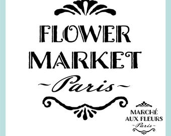 Flower Market Paris SVG, Digital Stencil, Spring flower market art, French SVG, Cricut, Silhouette, Spring signs, cardmaking, PNG