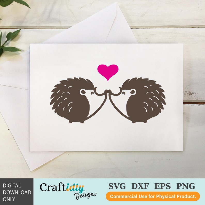 Hedgehog Love SVG, Heart SVG, Valentine's SVG, Cut Files, Cricut, Silhouette, Clip Art image 3