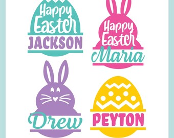 Huevo de Pascua y conejito SVG personalizados, SVG de Pascua, archivos de manualidades de conejito dividido, PNG de Pascua personalizable, Cricut, Silhouette, Sublimación