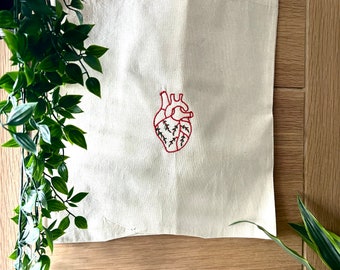 Embroidered Tote Bag- Heart with Ivy