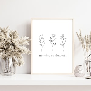 no rain. no flowers. Print Poster, Optimism, Floral, Holiday Gift, Wall Art, Decor