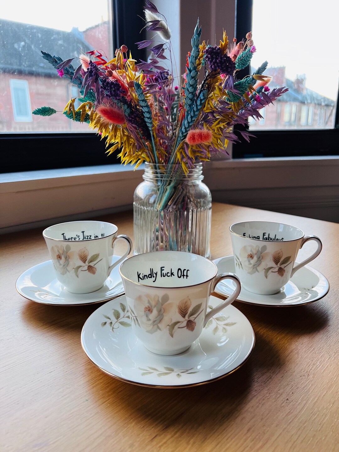 Insult Tea Cup and Saucer Vulgar Tea Cup Novelty Gift Rude Personalised