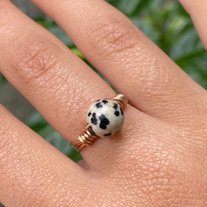 Dalmatian Jasper Wire Ring