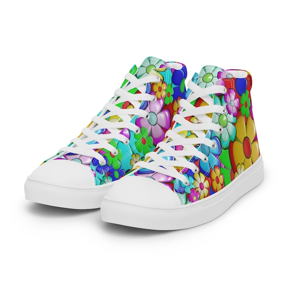 Scarpe da tennis alte da donna con design Flower Power scarpe | Etsy Italia