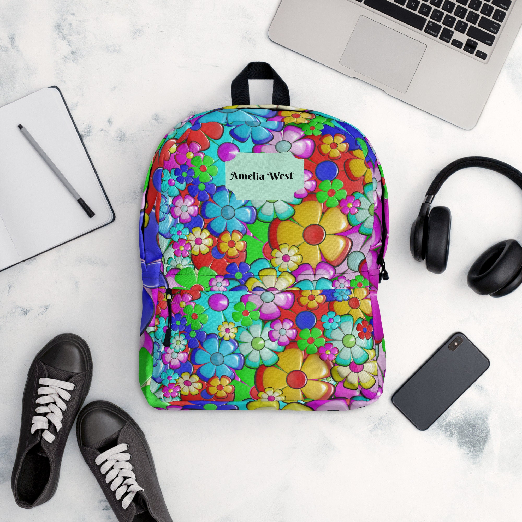 Flower Print Teen Book Bag