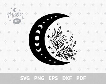 Download Art Collectibles Clip Art Crescent Moon Svg Moon Svg Moon Star Png Clipart Moon Phase Svg Celestial Svg Cut Files Floral Moon Flower Moon Svg