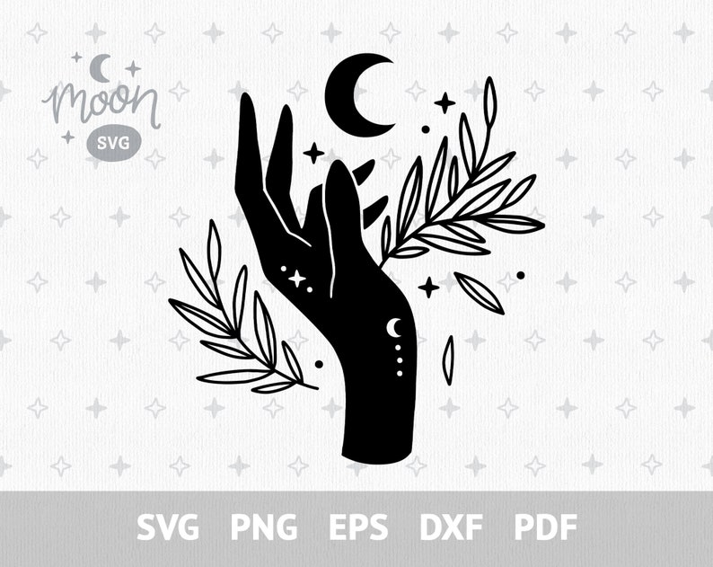Download Mystical Svg Witch Hands Svg Files Crescent Moon Svg Celestial Svg Clipart Floral Hand Logo Witchy Clipart Png Clip Art Art Collectibles Kromasol Com