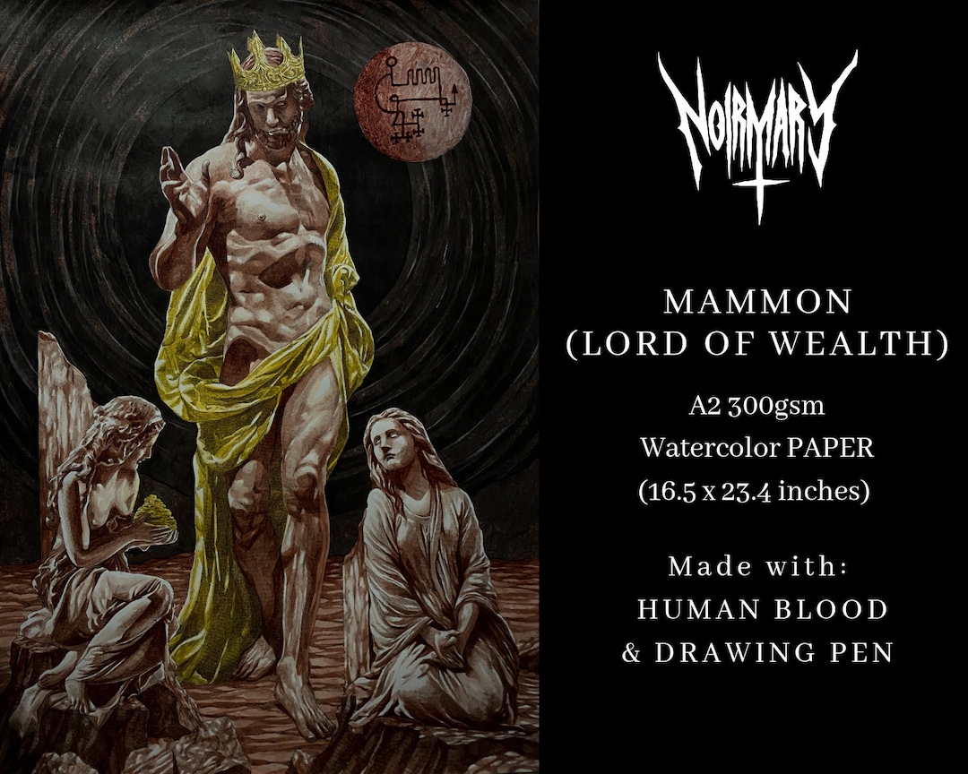 MAMMON the Lord of Money Blood Painting Horror Painting Satanic