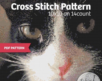 Tuxedo Cat - Cross Stitch Pattern for Cat Lovers - PDF Download