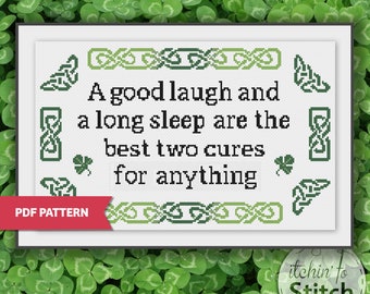 Irish Proverb - A Good Laugh - PDF Cross Stitch Pattern