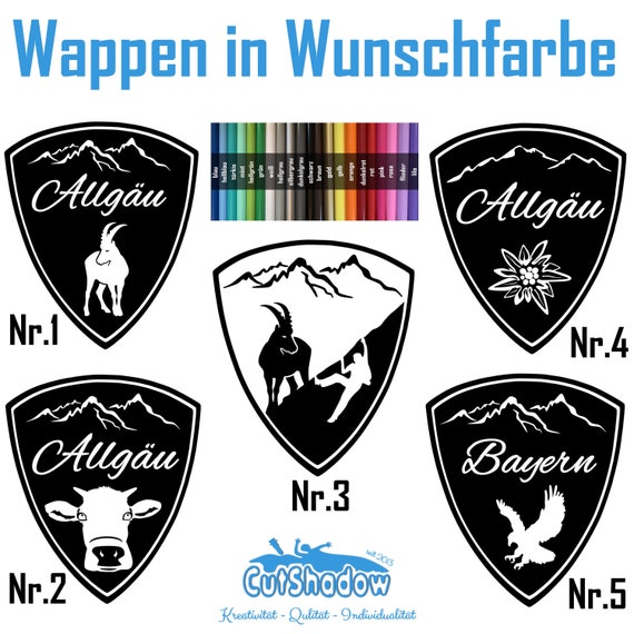 Wappen Aufkleber optional mit Name Sticker Allgäu Bayern Etsy