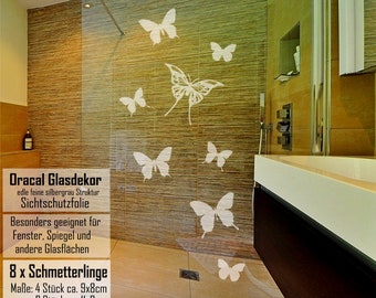 8 x Schmetterlinge (butterflys) Aufkleber Sticker SET - Glas Dusche Fenster Bad Wand wall Tattoo - decal glas vinyl shower window bathroom