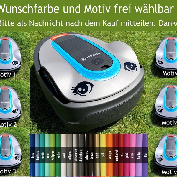 2x Augen Eyes Gardena Sileno City / Smart Rasenmäher Roboter Augen Aufkleber Mähroboter Eye robotic lawnmower - Motiv und Farbe wählbar