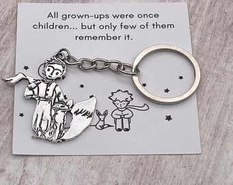 Little Prince and Fox Keychain: Alloy Charm, Book Lover Gift, Christmas Gift