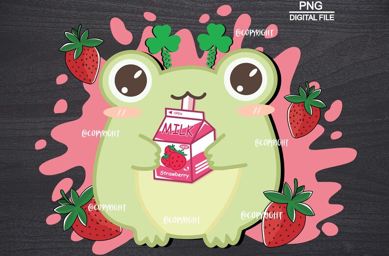 Strawberry Frog Png Cute Frog Png Kawaii Frog Png Etsy