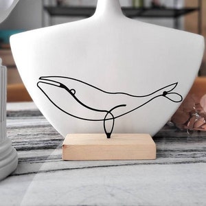 Whale Shelf Decor Wood and Metal combinated free-standing home and office decor gift