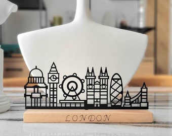 City Skyline Shelf Decor, Paris, London, Berlin, Newyork, Rome, Tokyo, Barcelona skyline bookshelf office home decor gift