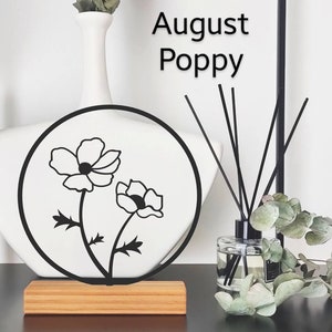 Decoración del estante de flores del mes de nacimiento, cumpleaños de diseño minimalista y decoración del hogar y la oficina regalo de decoración personalizado